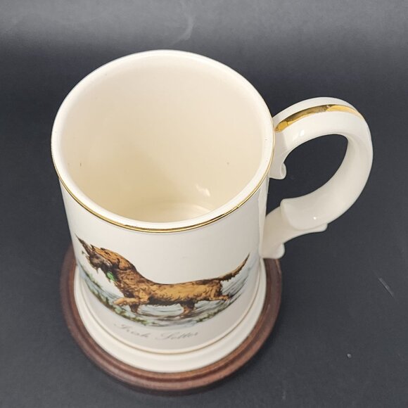 Swank Tankard Stein Mug on Wooden Stand Dog Irish Setter VTG MCM - Picture 8 of 9